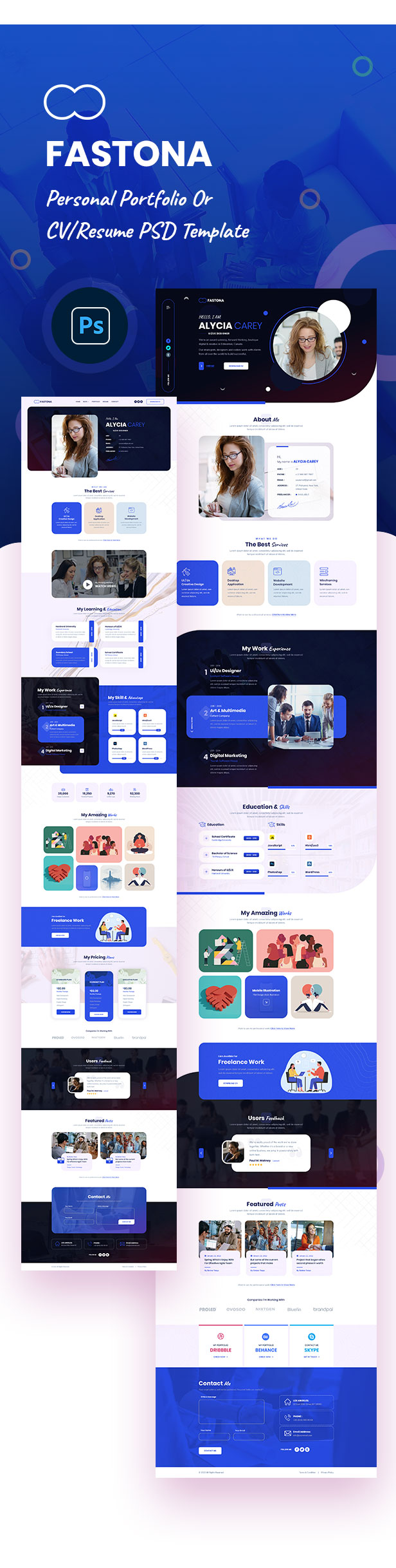 Fastone - Personal Portfolio or CV/Resume PSD Template